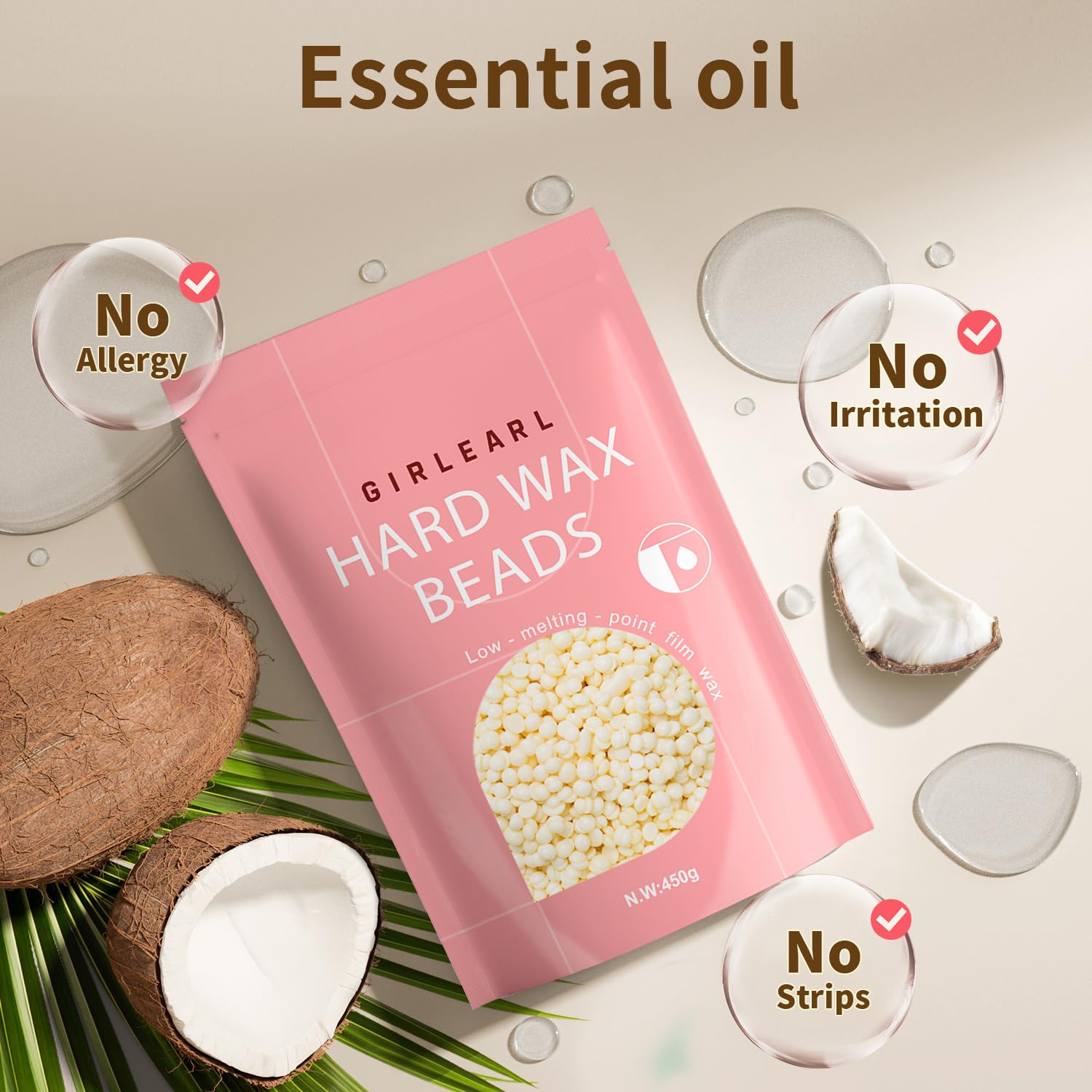 GIRLEARLE wax beads heat to a gentle melt for smooth skin.