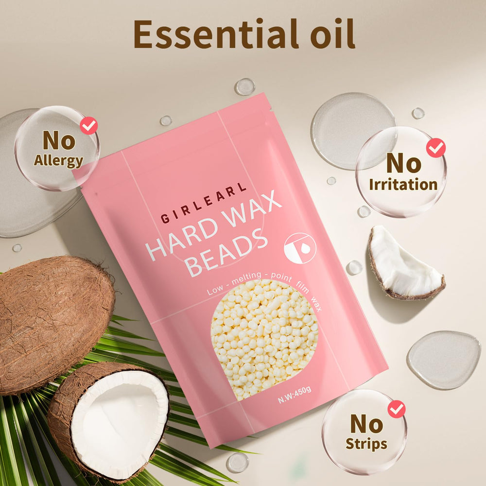 GIRLEARLE wax beads heat to a gentle melt for smooth skin.