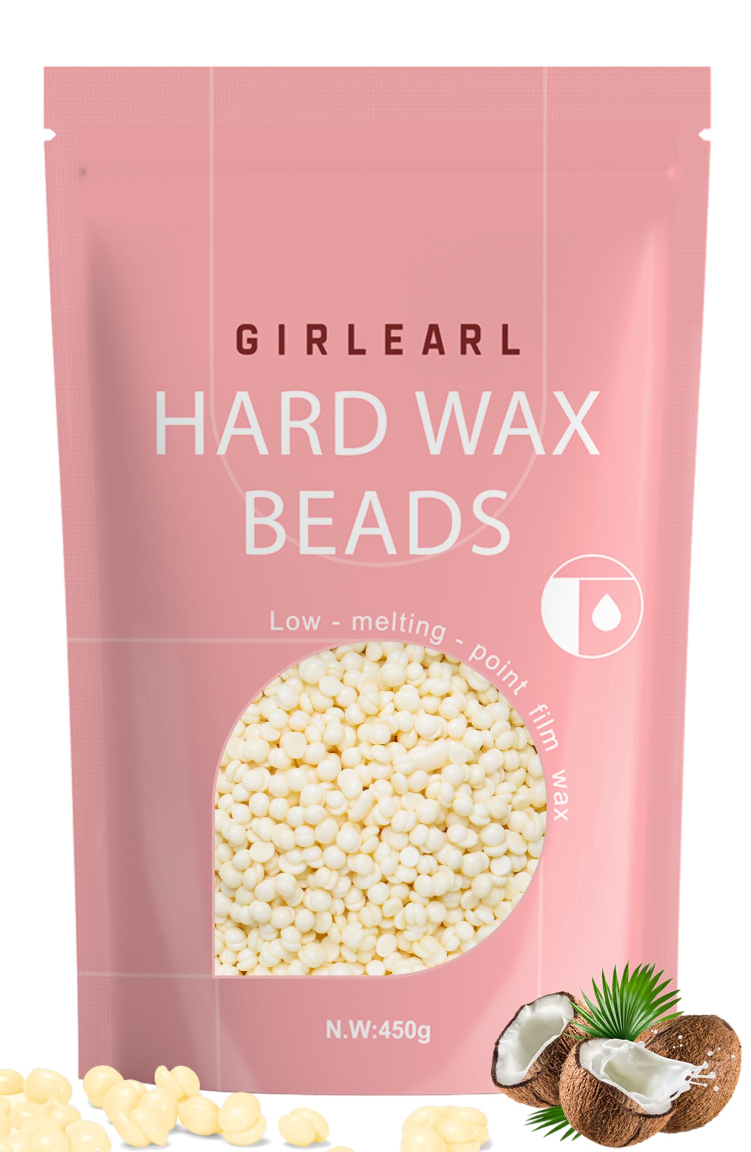 GIRLEARLE hard wax beads package for convenient at-home waxing.