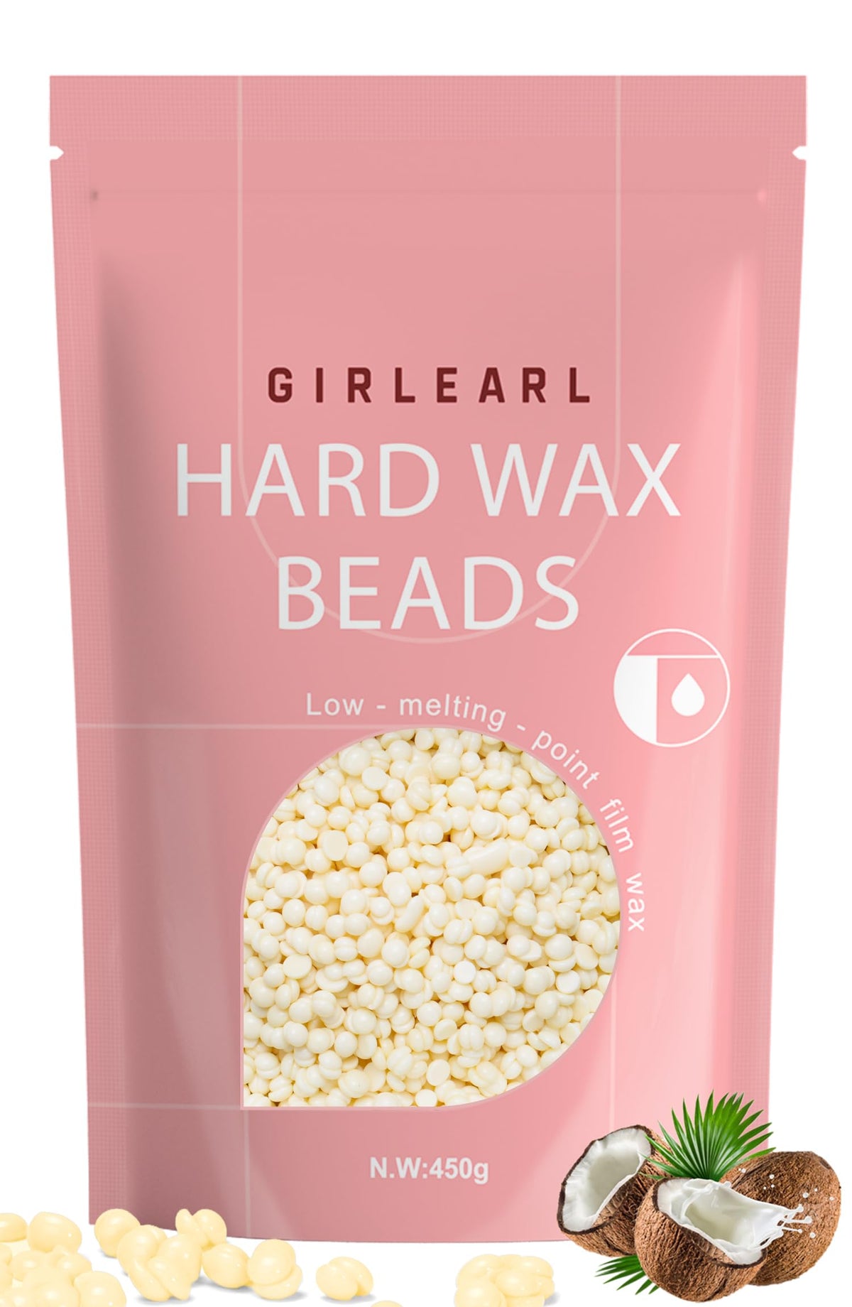 GIRLEARLE hard wax beads package for convenient at-home waxing.