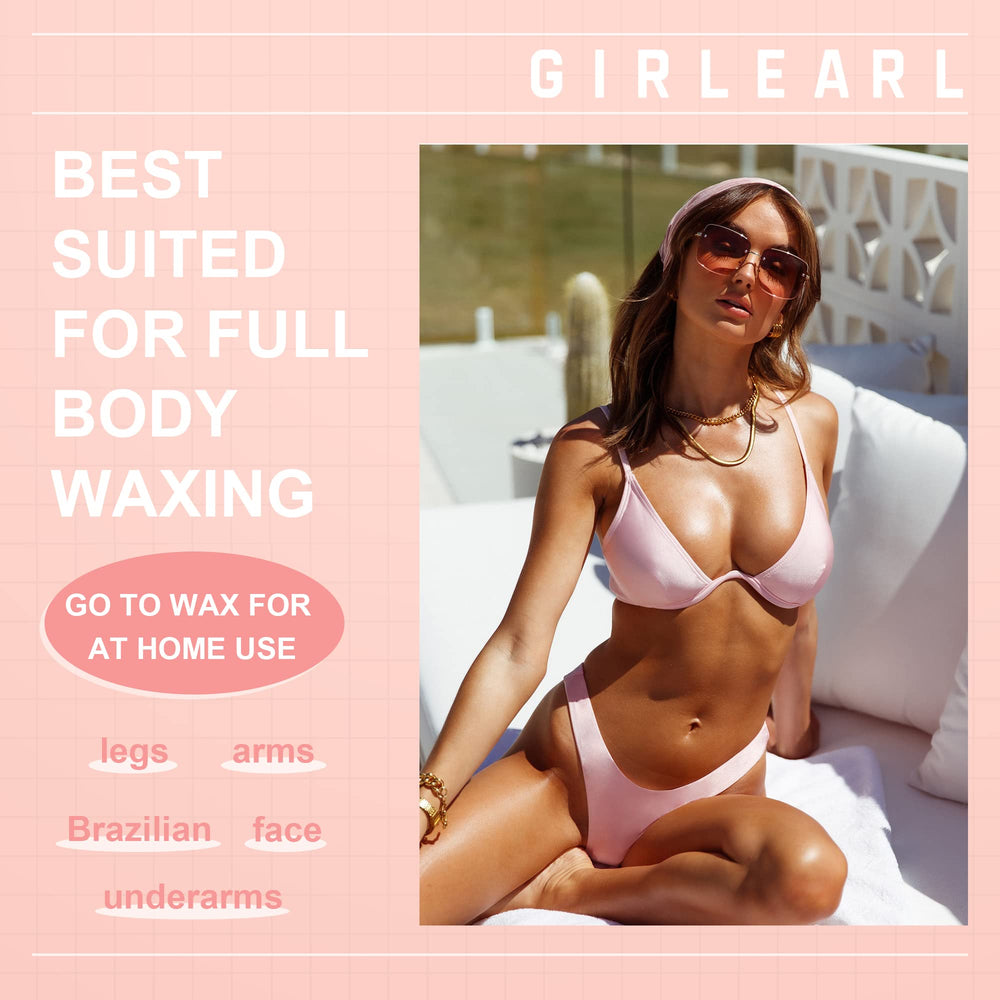 GIRLEARLE home waxing setup showcasing an economical 1lb bag.