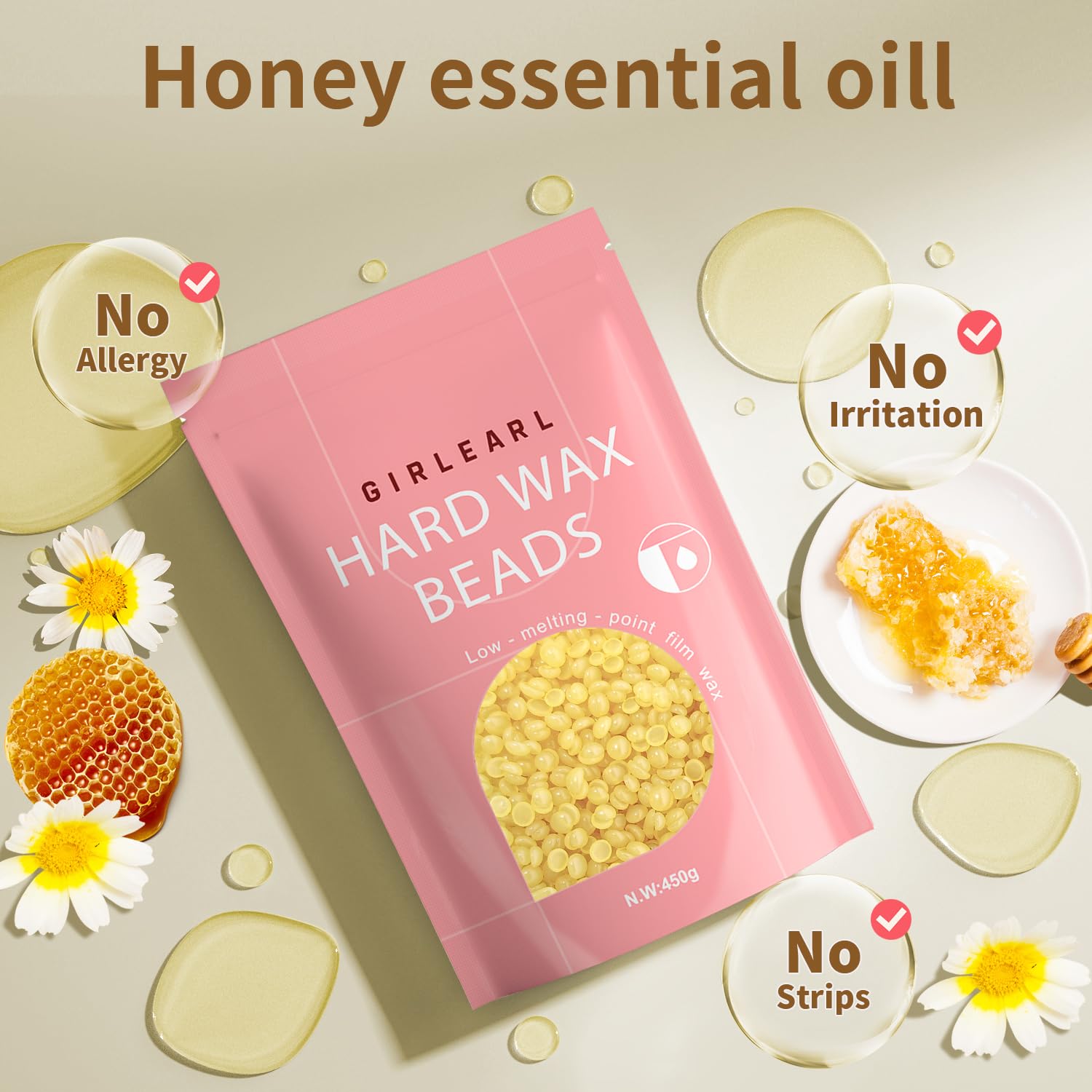 GIRLEARLE honey-infused wax melting in bowl for smooth application.