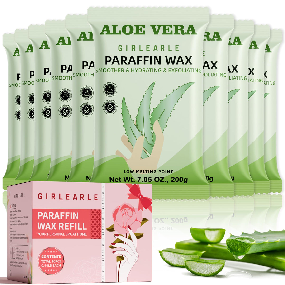 GIRLEARLE paraffin wax refills in ten blocks for extended home use and salon-grade results