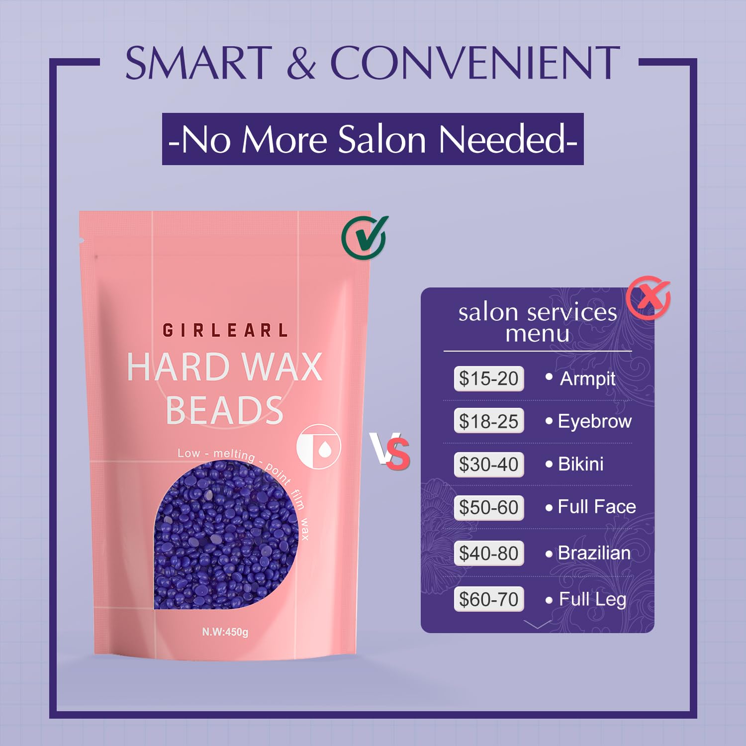 GIRLEARLE lavender wax post-wax cleanup with no residue