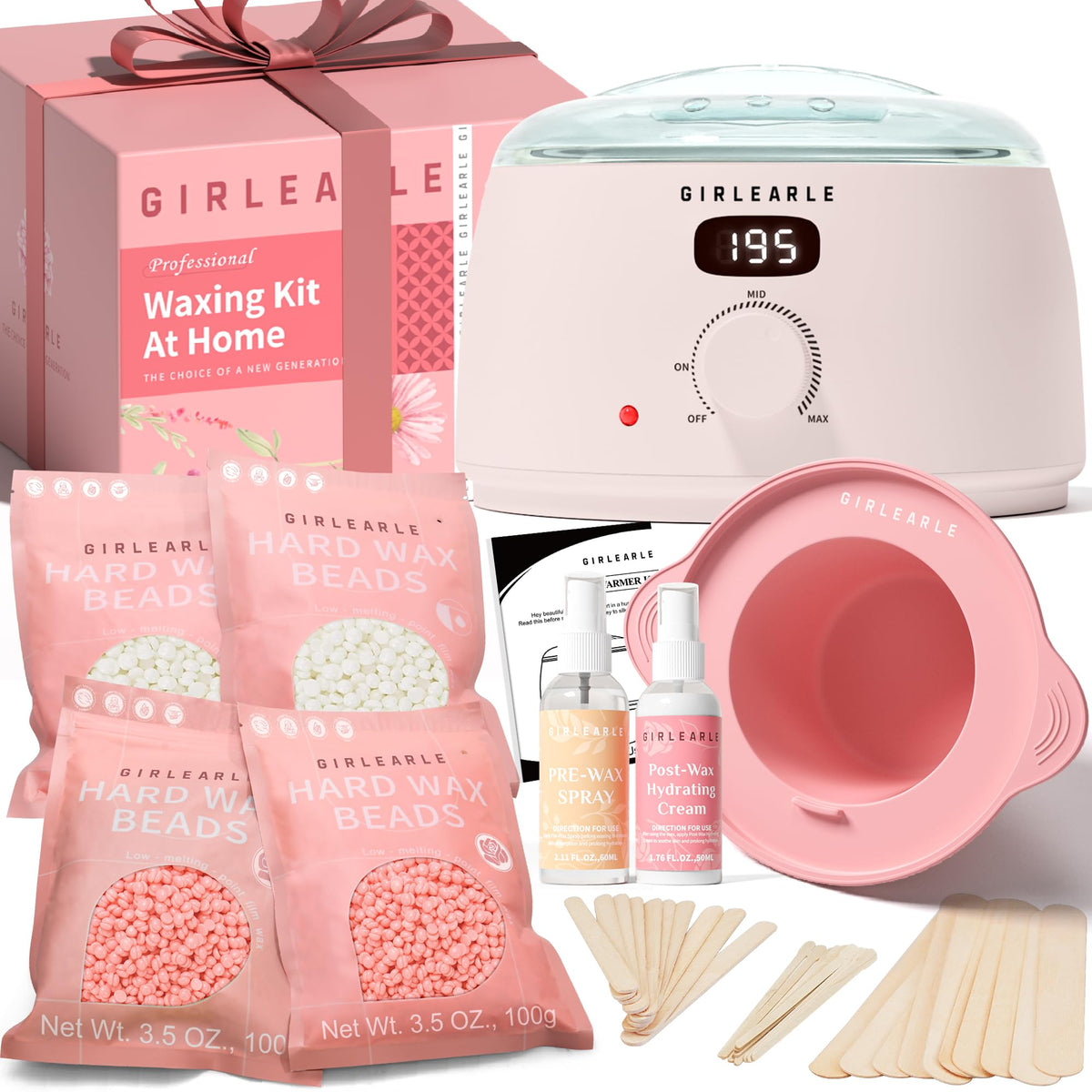 GIRLEARLE premium digital wax warmer with LED display for precise temperature control