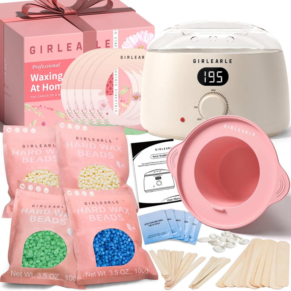 GIRLEARLE premium waxing warmer with LED display for precise at-home heat control