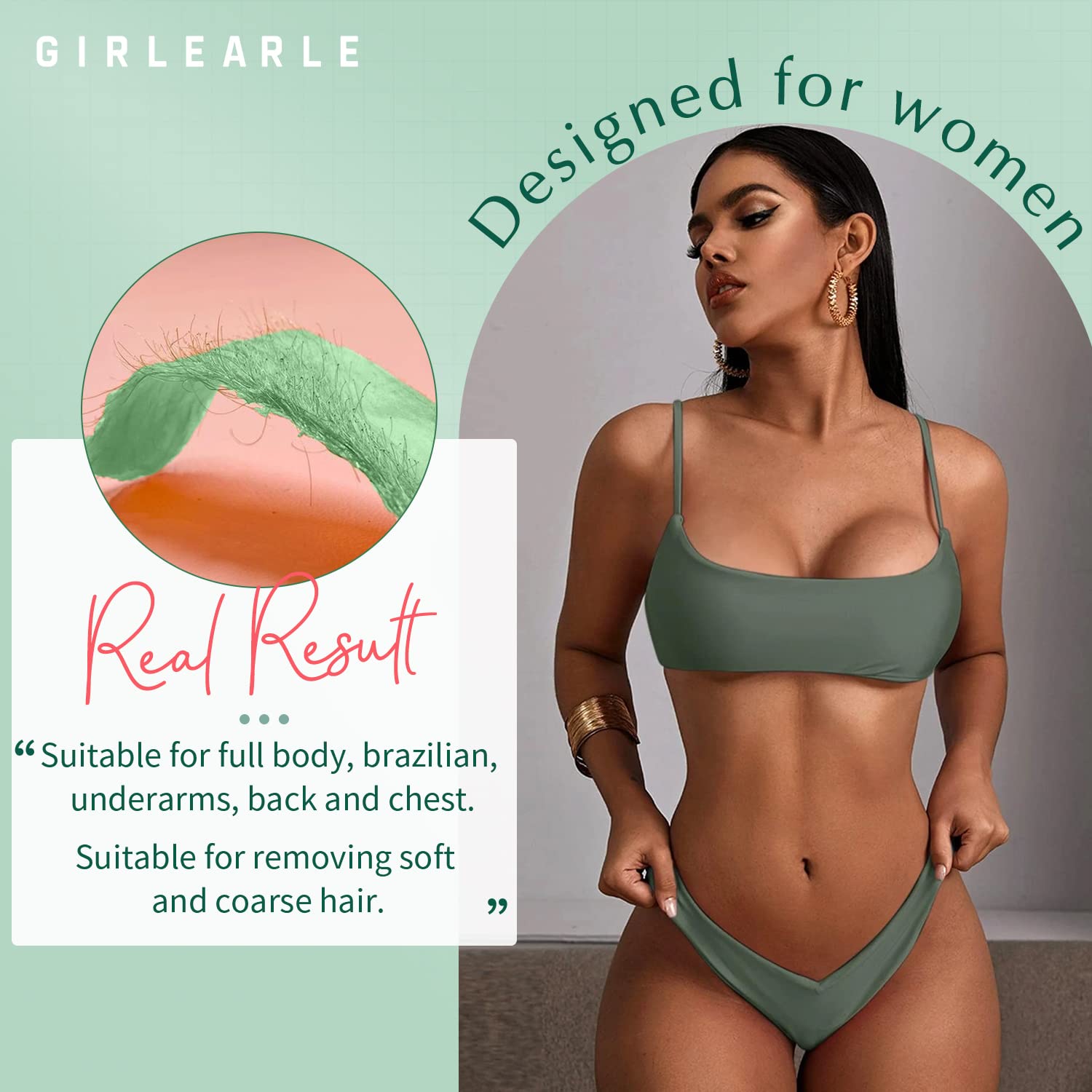 GIRLEARLE wax beads face and brows application for delicate areas.