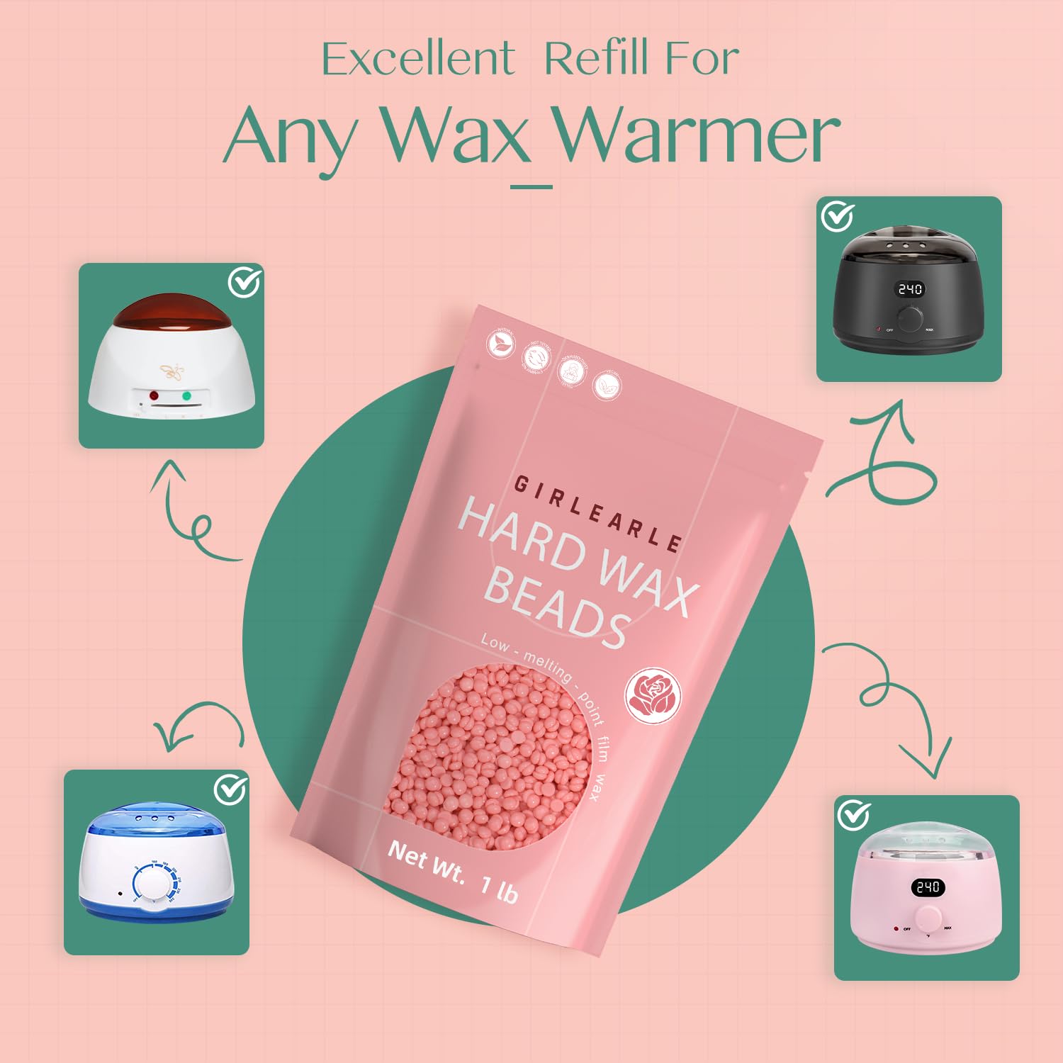 GIRLEARLE compatible wax heater setup for easy DIY waxing.