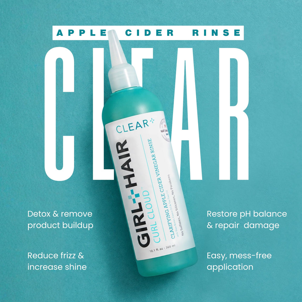 GIRL+HAIR pour of rinse showing liquid texture and gentle clarifying action