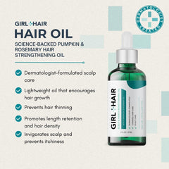 GIRL+HAIR G+H Strengthening Oil dropper application demonstrates easy scalp massage.