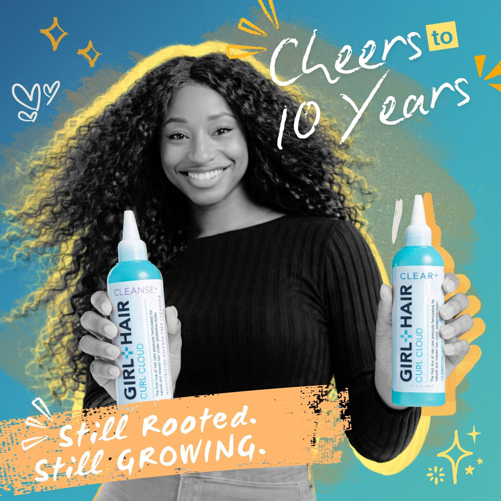 GIRL+HAIR G+H Strengthening Oil bottle with protective styling context.