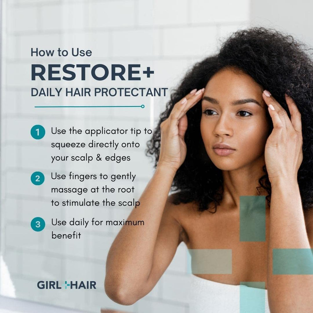 GIRL+HAIR shea butter hydration on the scalp.
