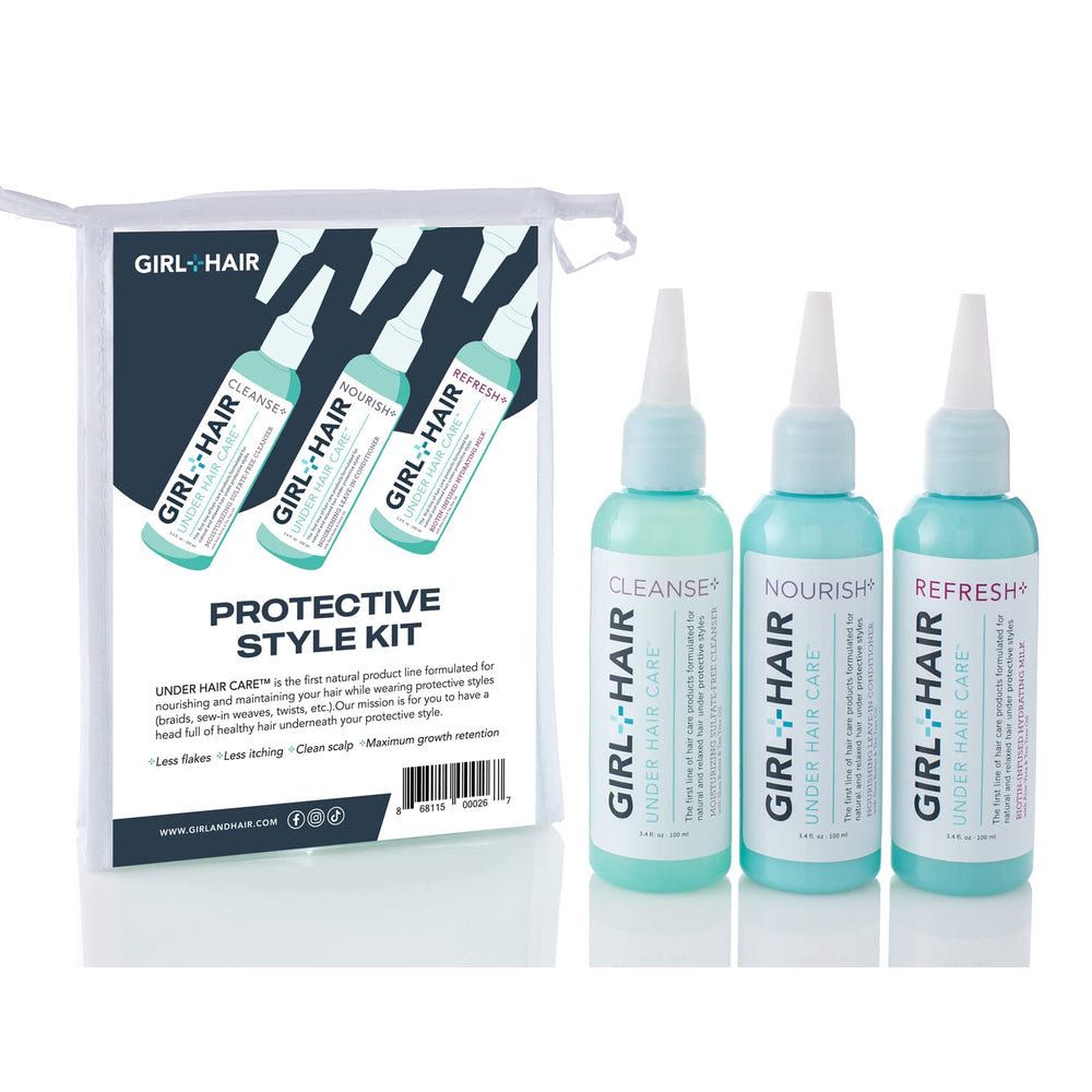 GIRL+HAIR Travel Set packaged for on-the-go care.