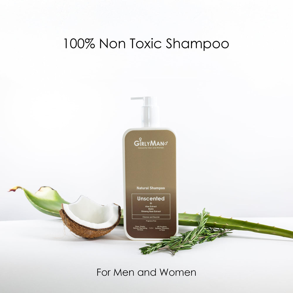 GirlyMan olive oil argan oil biotin ingredients display for healthy hair.