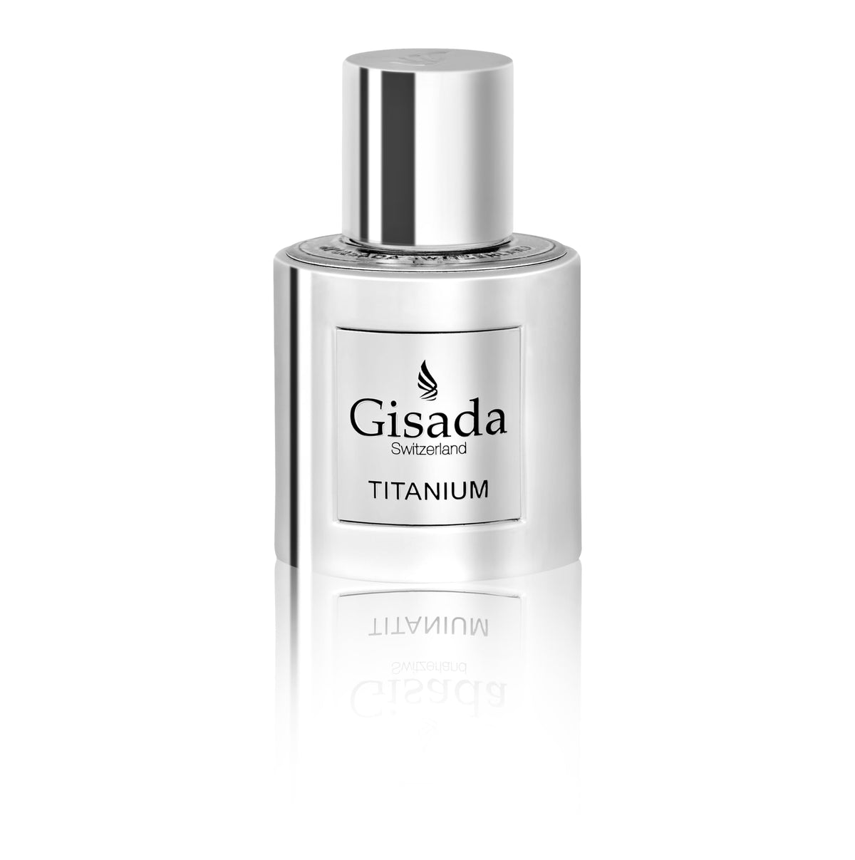 Gisada Titanium bottle front shows a sleek design for everyday confidence.
