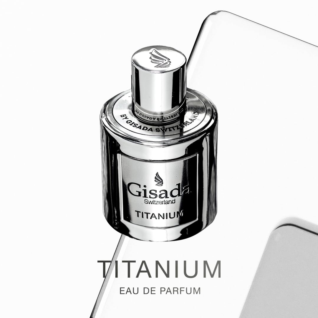 Gisada Titanium heart notes cedarwood and lavender add refined warmth.