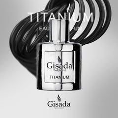 Gisada Titanium top notes bergamot and lemon highlight a fresh opening.