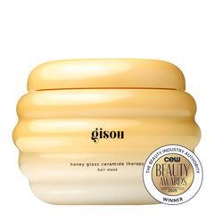 Gisou Honey Gloss Ceramide Therapy Hair Mask being applied for quick weekly treatment