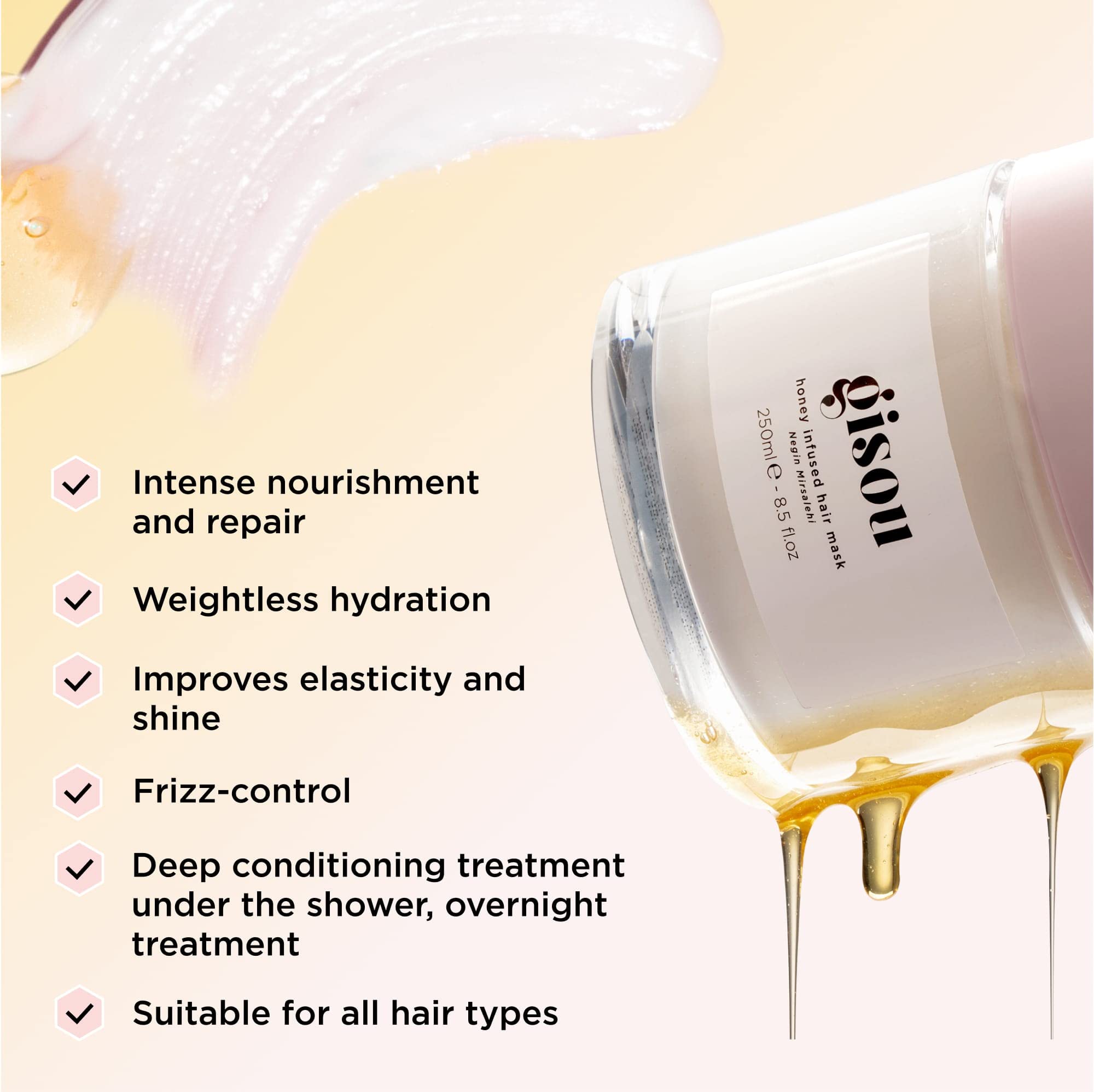 Swirl of mask texture ready for quick hydration on hair