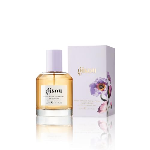 Gisou Honey Infused Hair Perfume label closeup reveals premium ingredients.