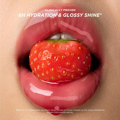 Gisou Honey Infused Lip Oil close-up emphasizes a high-gloss finish.