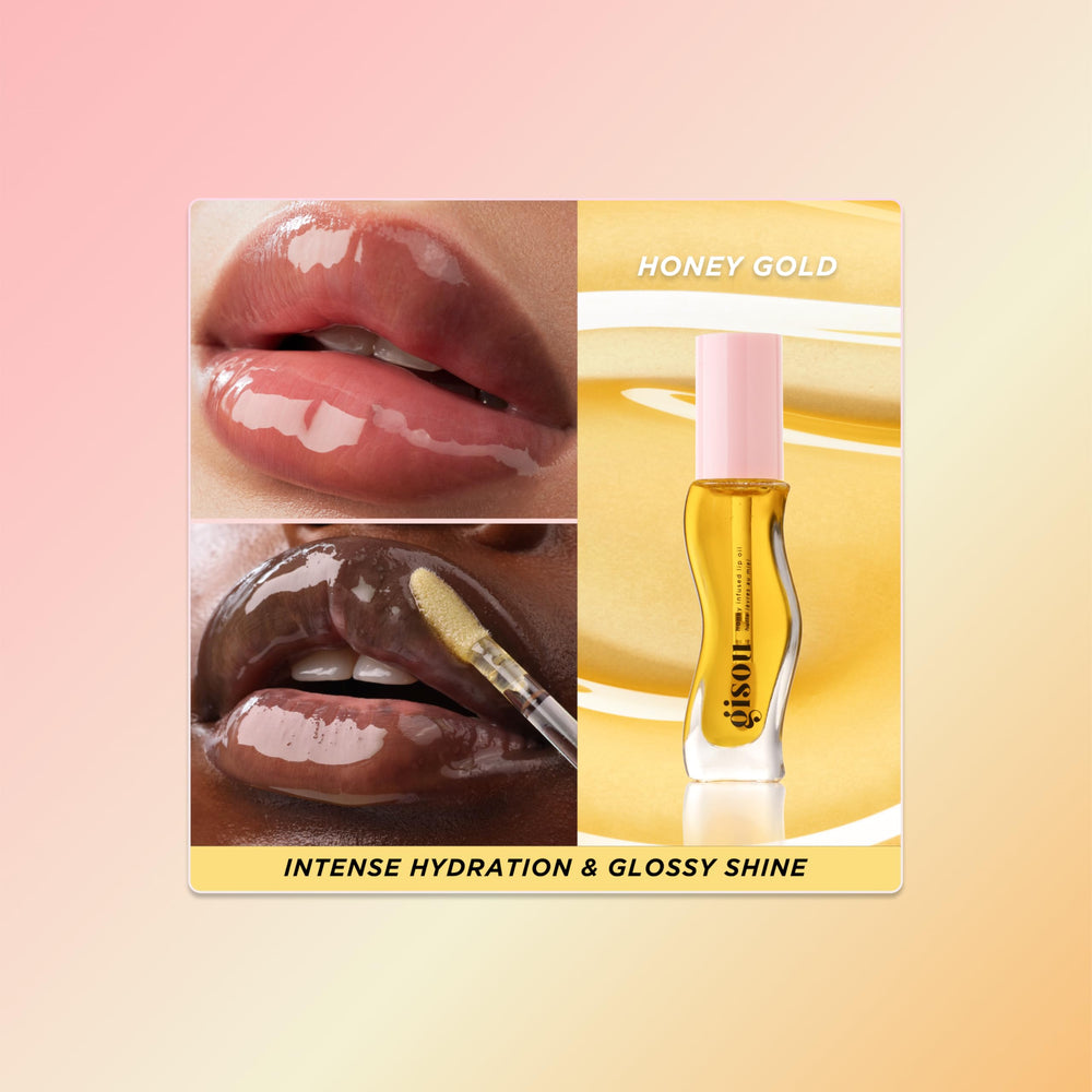 Honey Gold shade on lips adds subtle, luminous color and shine