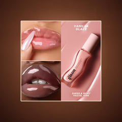 Gisou Honey Infused Lip Oil close-up with Mirsalehi honey drops for natural nourishment.