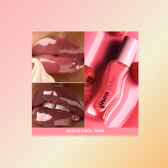 Gisou Honey Infused Lip Oil Raspberry Swirl applying on lips for instant shine.