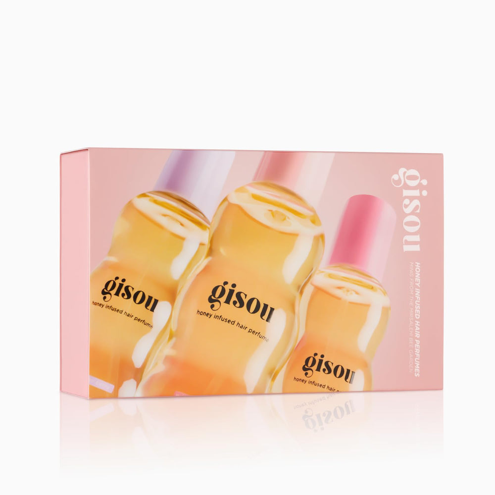 Gisou Take Me With You Spritz Set travel box close-up, ideal for portable fragrance.