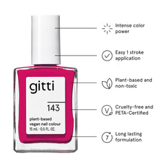 Gitti brush applies the polish smoothly for even coverage.