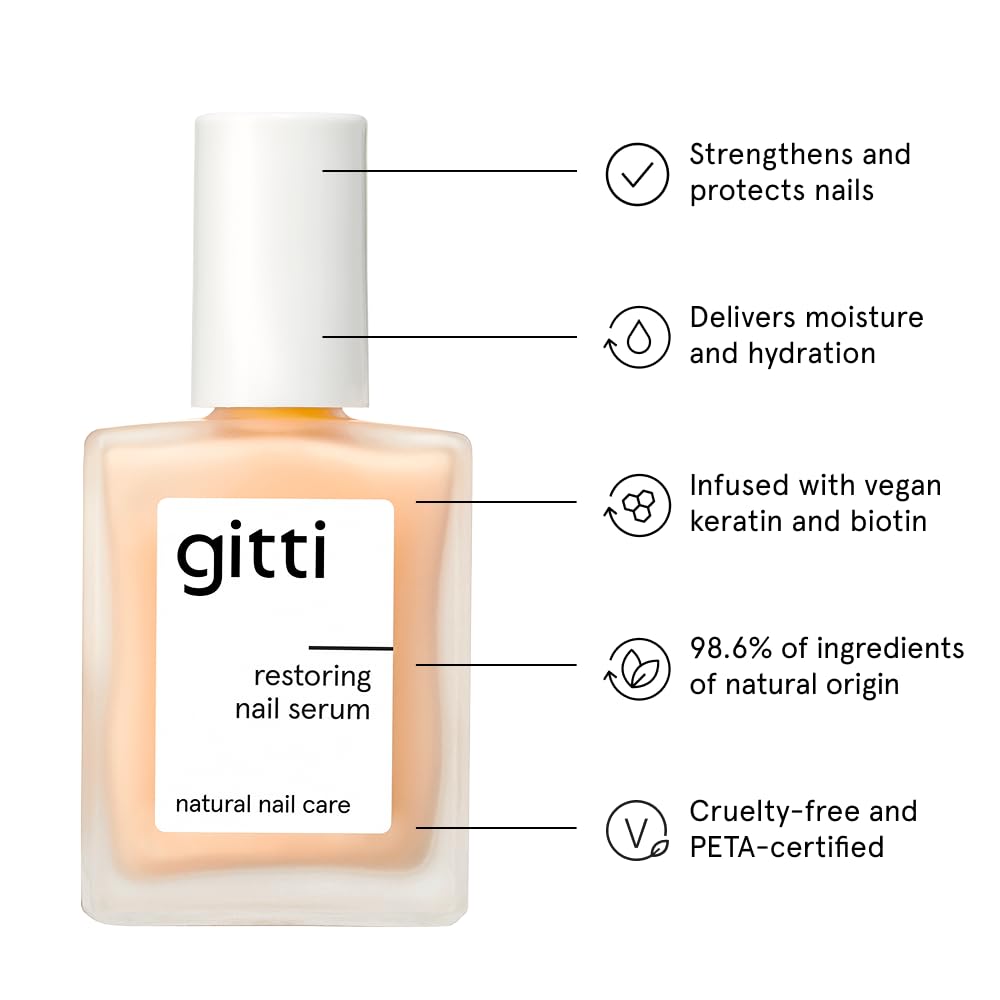 Gitti Restoring Nail Serum brush application showing daily nourishment