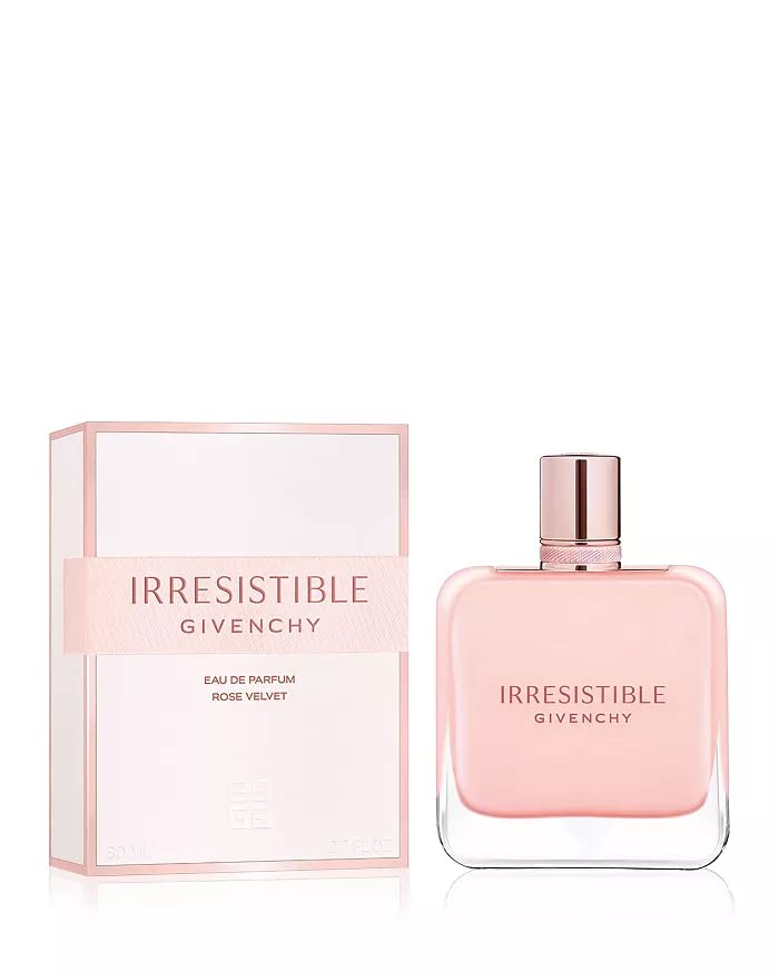 Givenchy Irresistible Rose Velvet spray application suggests easy, lasting use on pulse points.