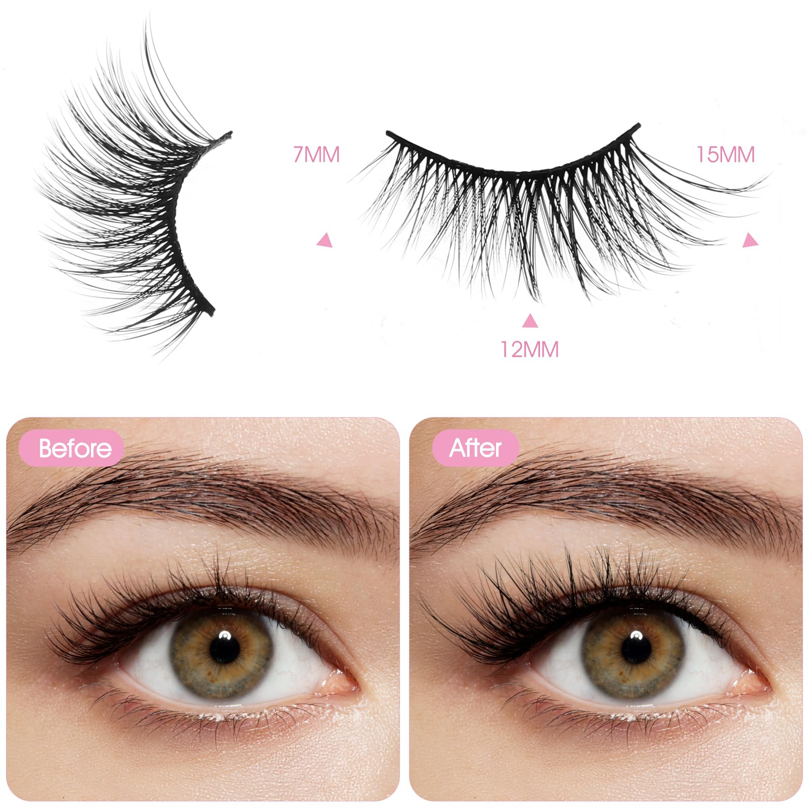 Gjinxi wispy cat-eye lashes 3D for subtle elongation and curl