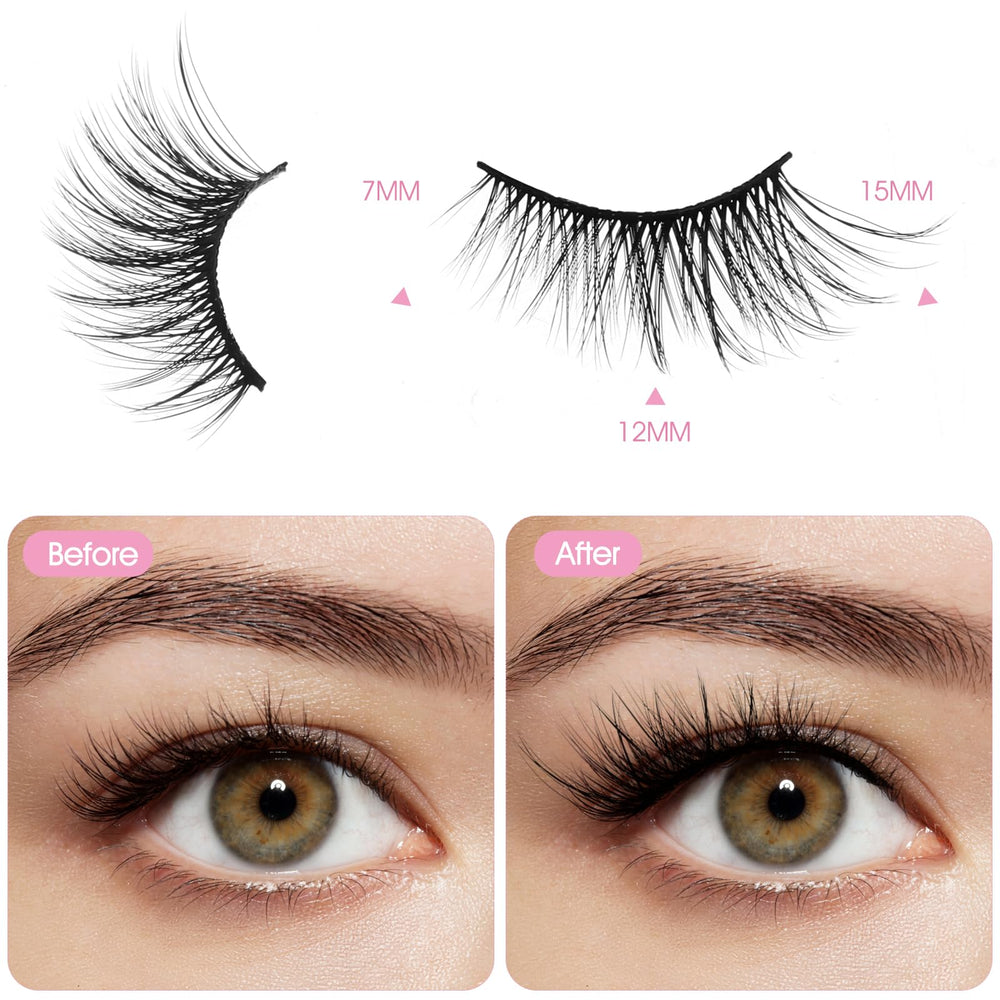 Gjinxi wispy cat-eye lashes 3D for subtle elongation and curl