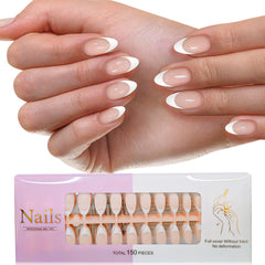 GJNL 150-piece French press-on nails pack with 15 sizes for versatile DIY manicures.