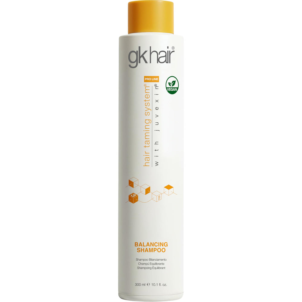 GK Hair Balancing Shampoo bottle front showing oil control benefits.