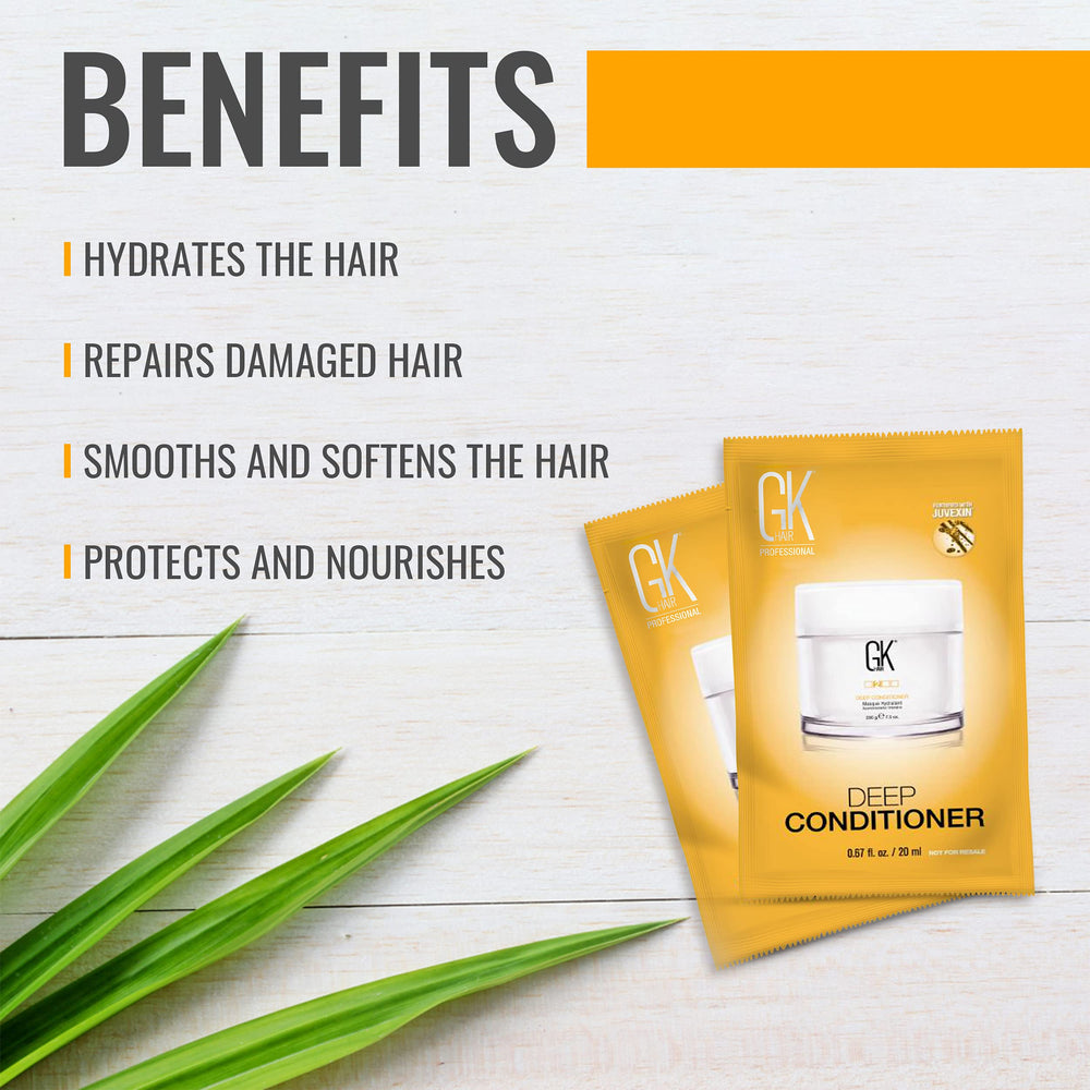 GK Hair Deep Conditioner label close-up highlights cruelty-free, sulfate-free formulation