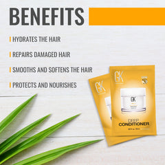 GK Hair Deep Conditioner label close-up highlights cruelty-free, sulfate-free formulation