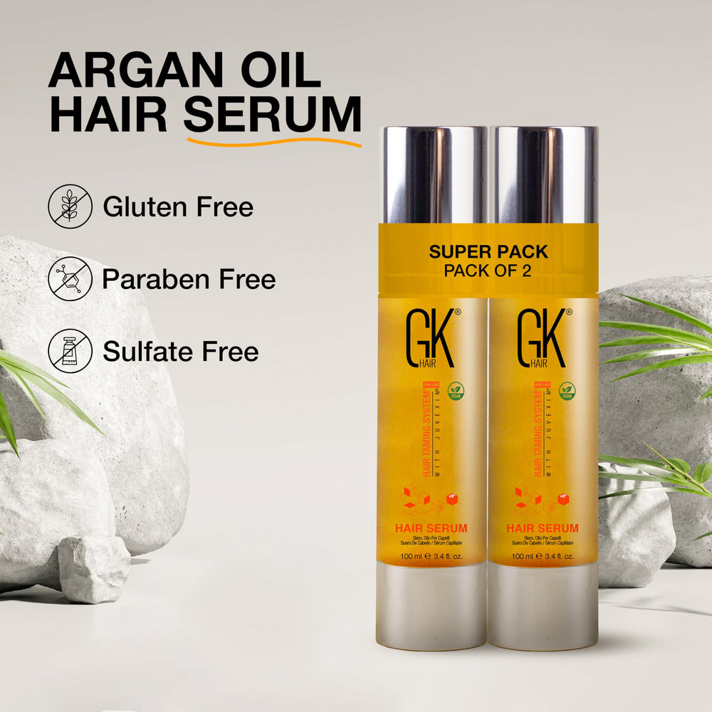 GK HAIR shine-boost application on strands for a glossy finish