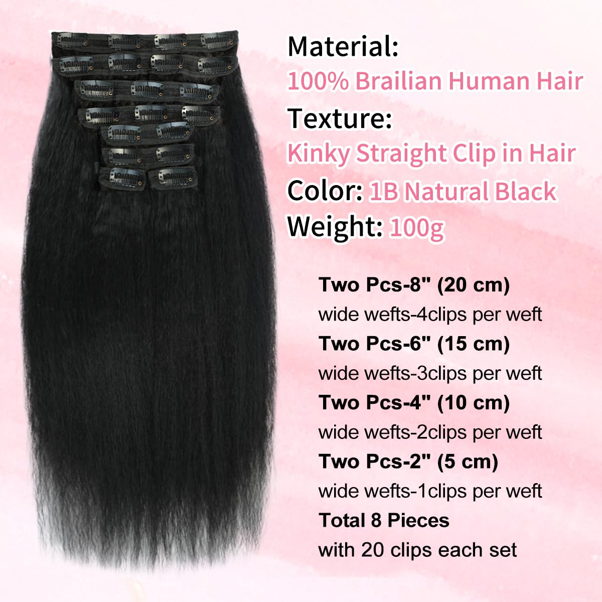 GKGW Brazilian Remy hair clip-ins blend with natural hair.