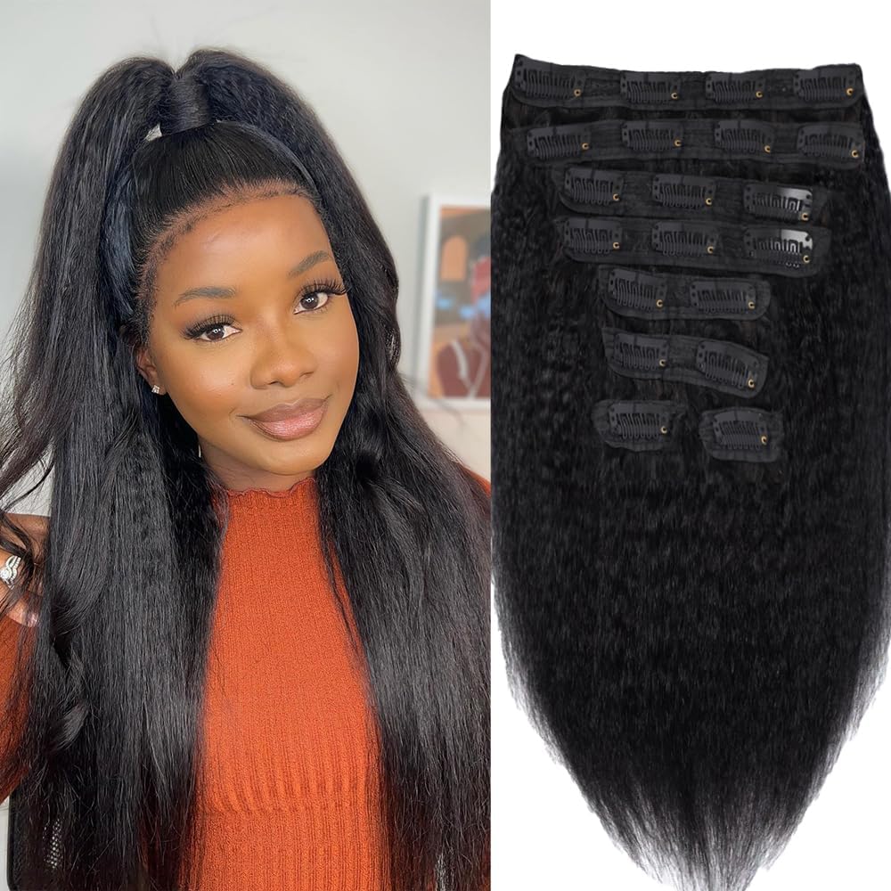 GKGW kinky straight clip-in bundle for full, natural length.