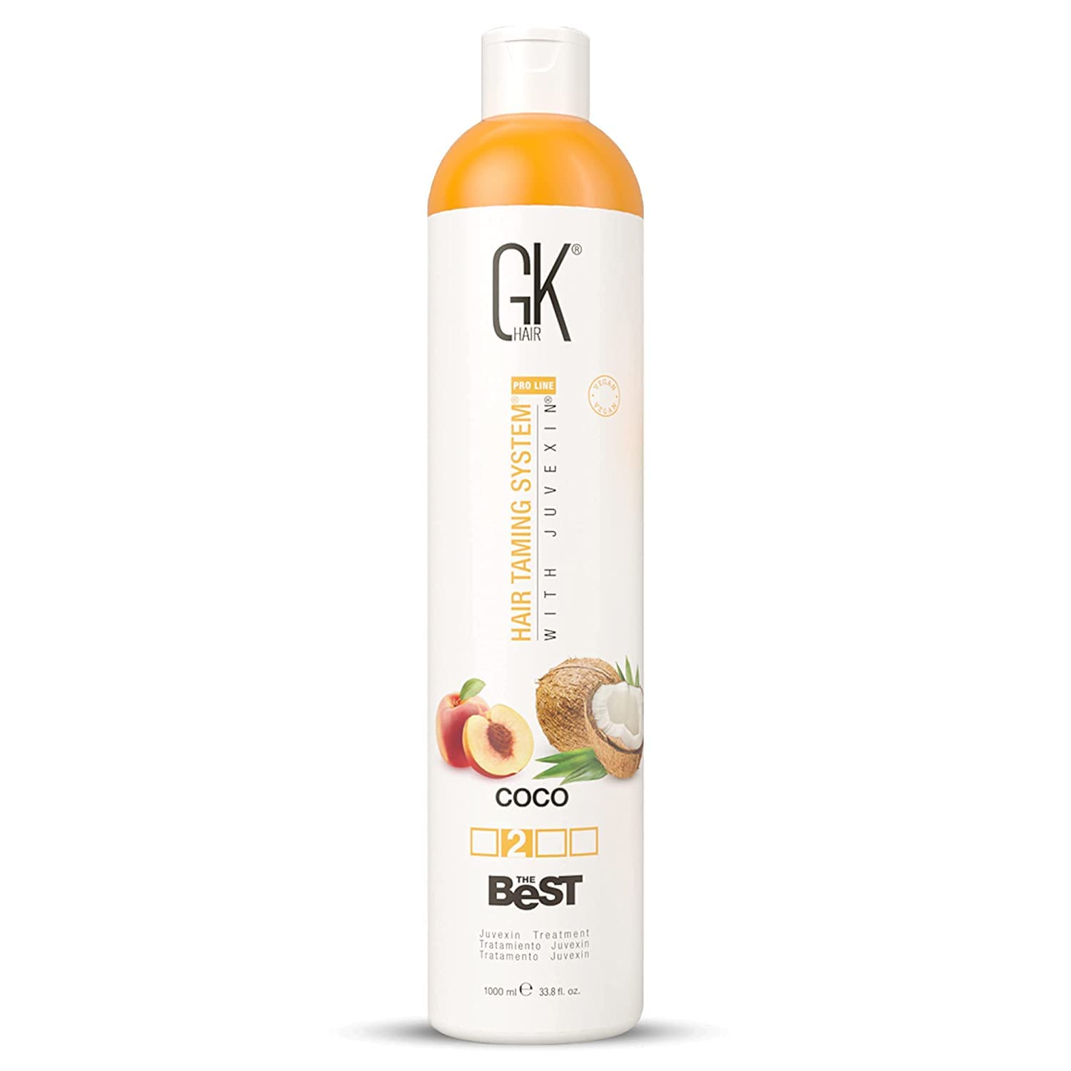 GK HAIR The Best Coco bottle, gentle smoothing for frizz control.