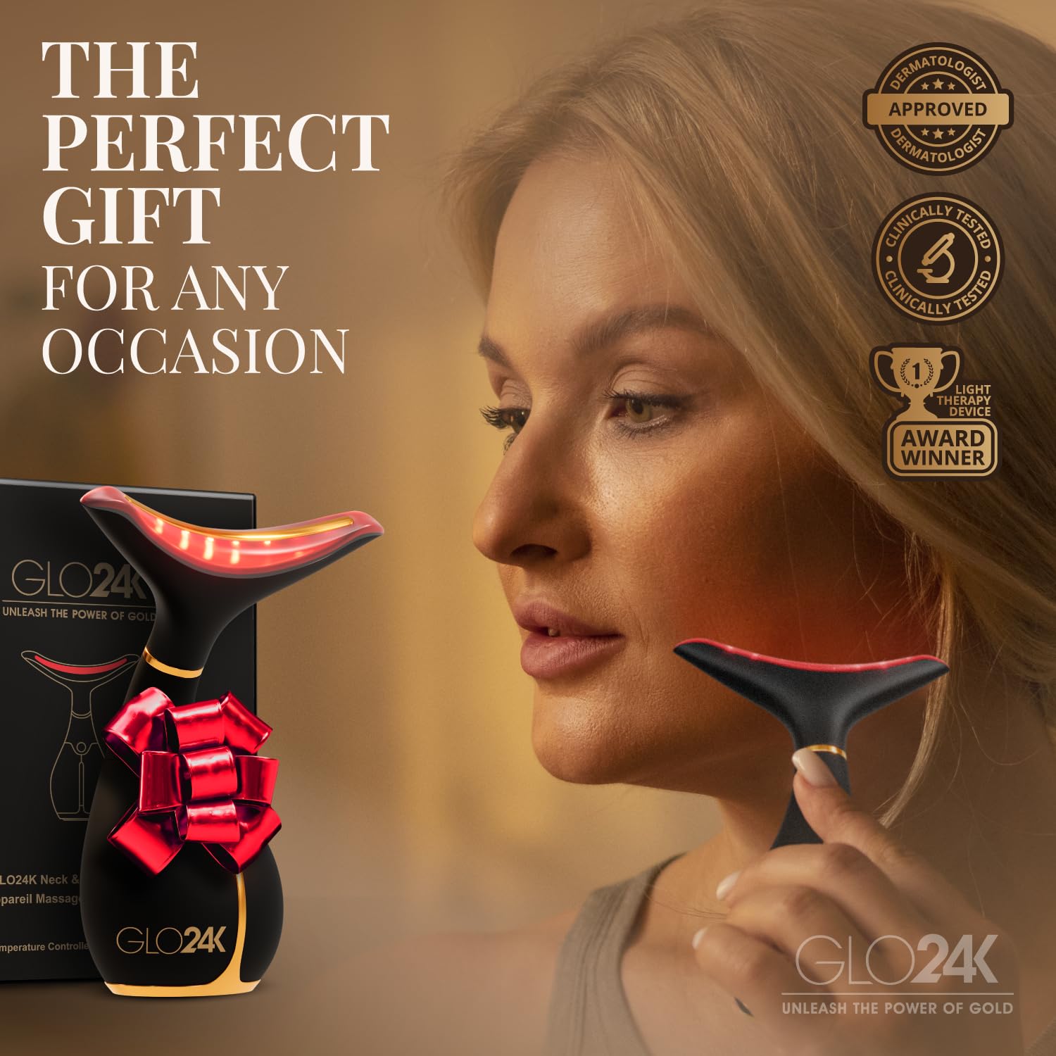GLO24K ergonomic massage tool designed for comfortable daily use.
