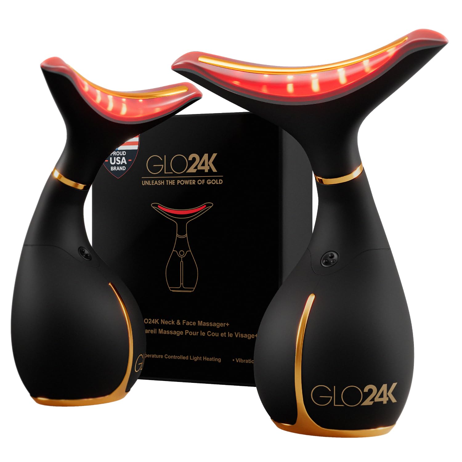GLO24K red-light face and neck 2-pack for at-home rejuvenation sessions.