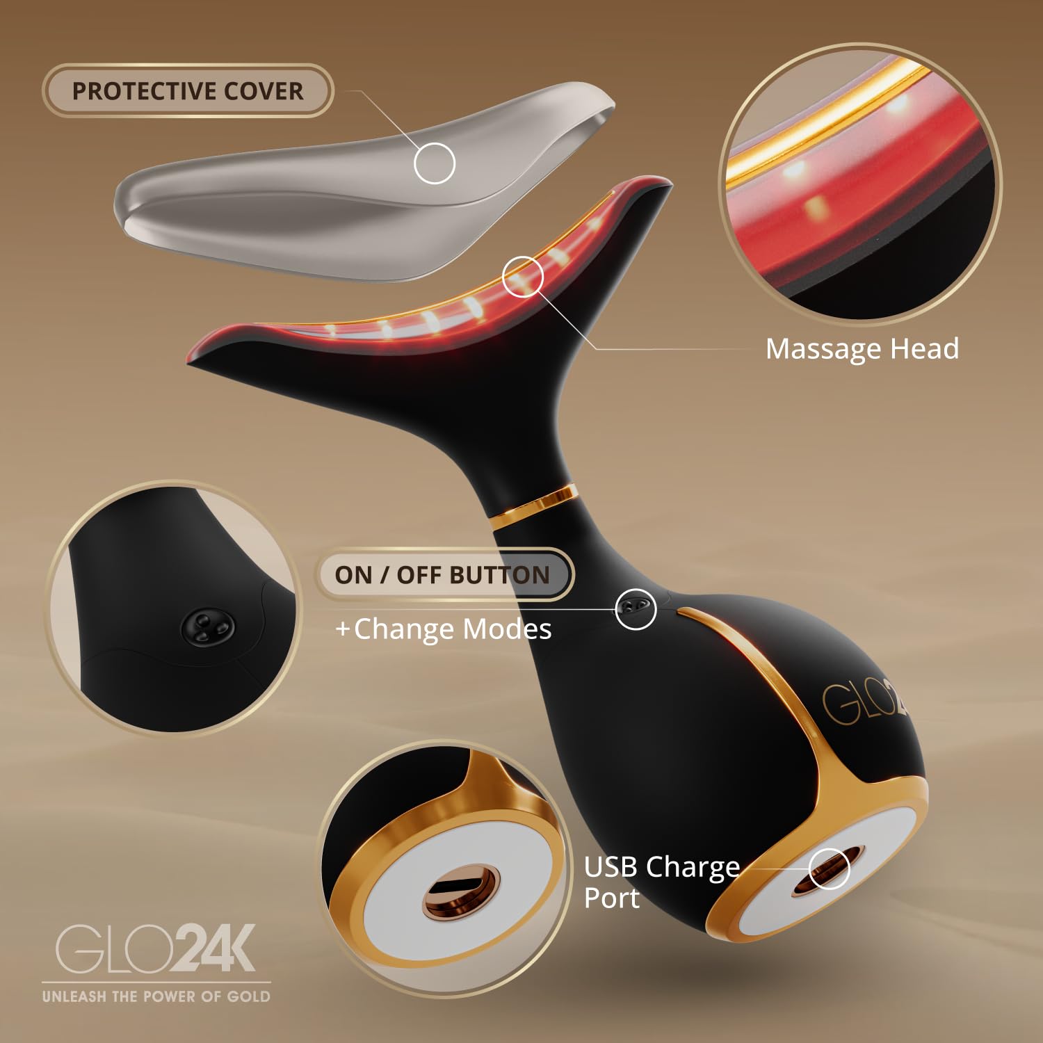 GLO24K sleek giftable beauty device for easy self-care rituals.