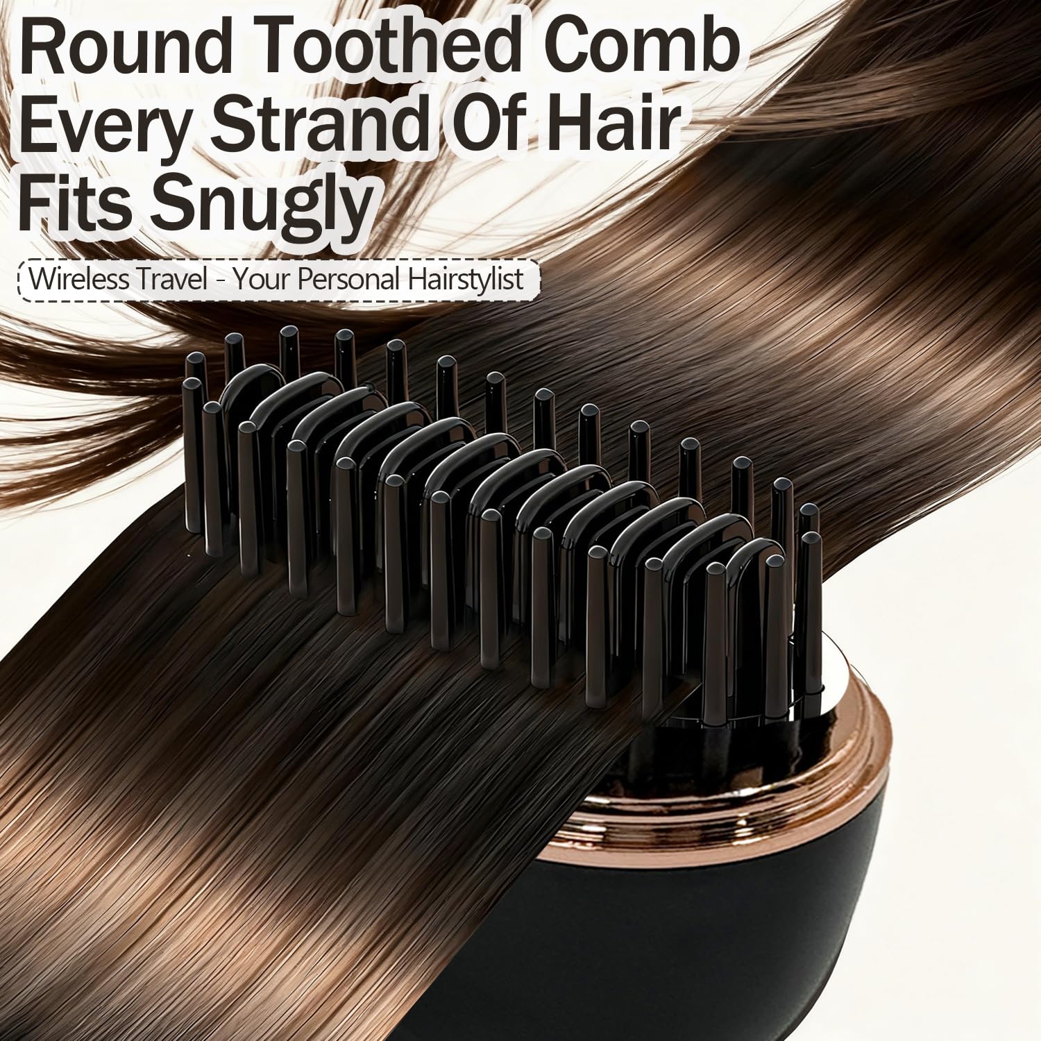 Glam Brushs cordless travel straightening comb for on-the-go styling.