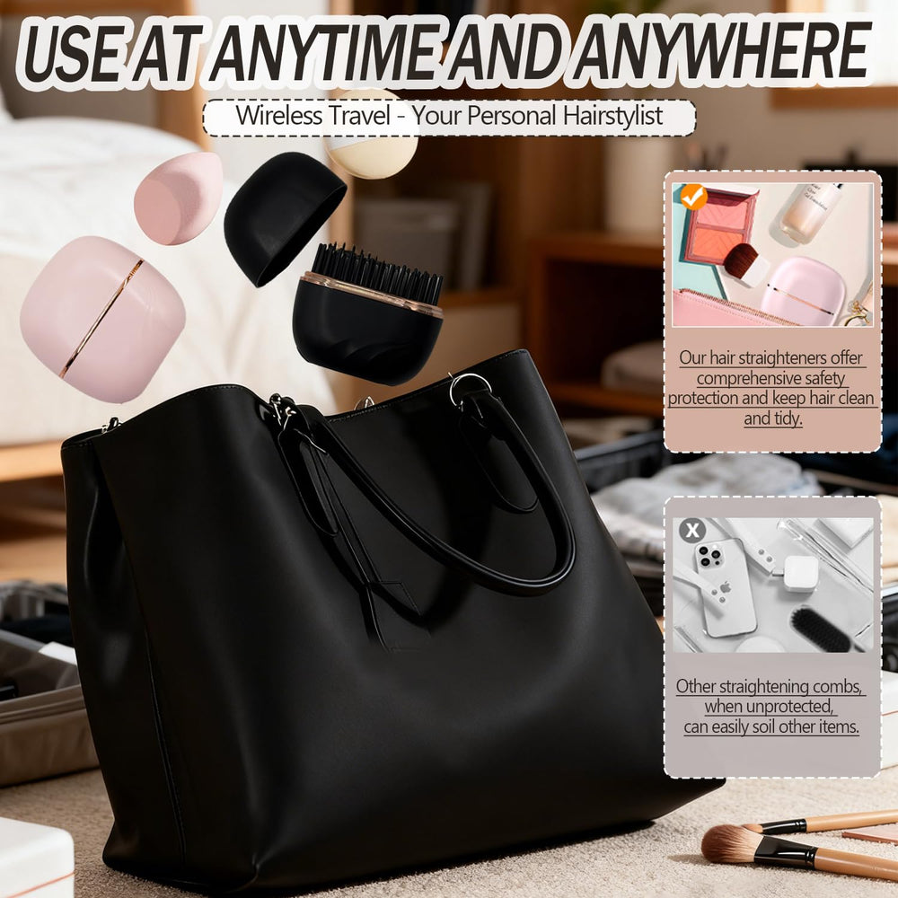 Glam Brushs compact design fits easily in a bag for travel styling.