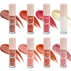 Glam Lux Italia Deluxe Plumping Gloss packaging with eight color tubes for hydration and shine.