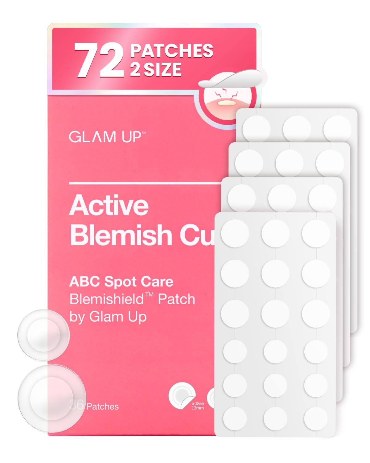GLAM UP hydrocolloid patch on blemish close-up for discreet care