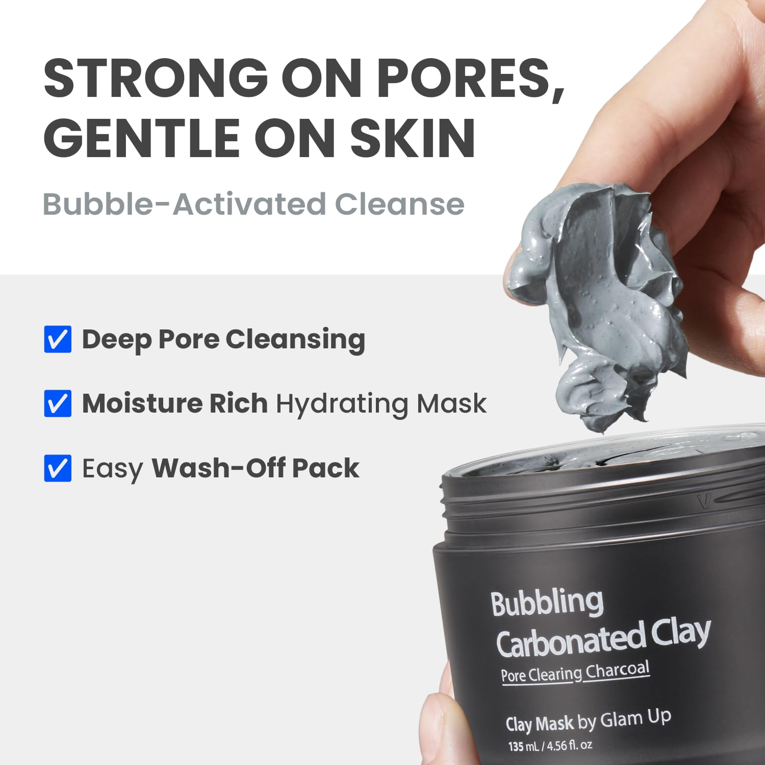 GLAM UP Oxygen bubbles lift oils and dirt for refreshed skin